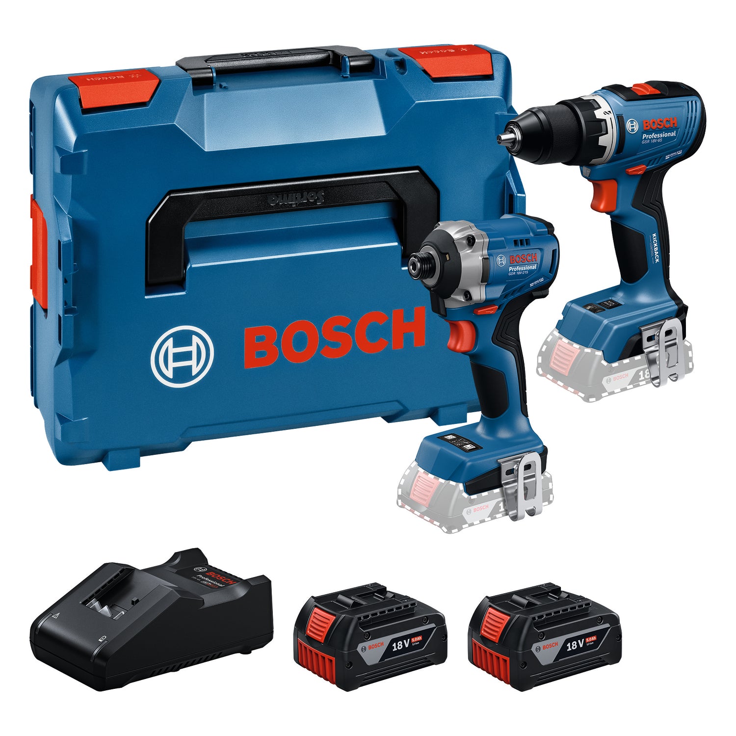 Bosch Professional Combiset GSR 18V-65 + GDR 18V-215 – Complete combiset · met koffer