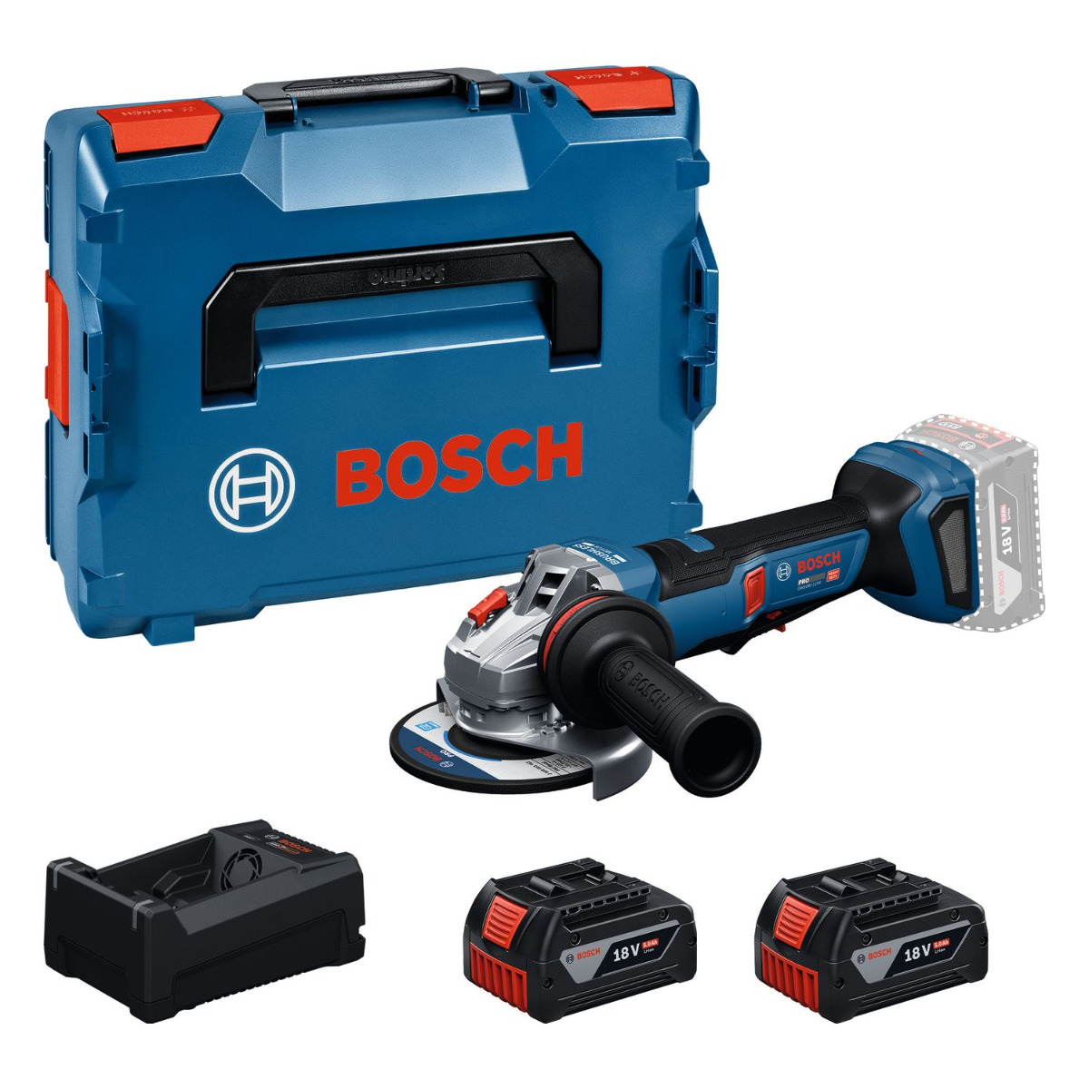 Bosch Professional GWS 18V-11PS – Set met 2× 5,0 Ah in L-BOXX 136