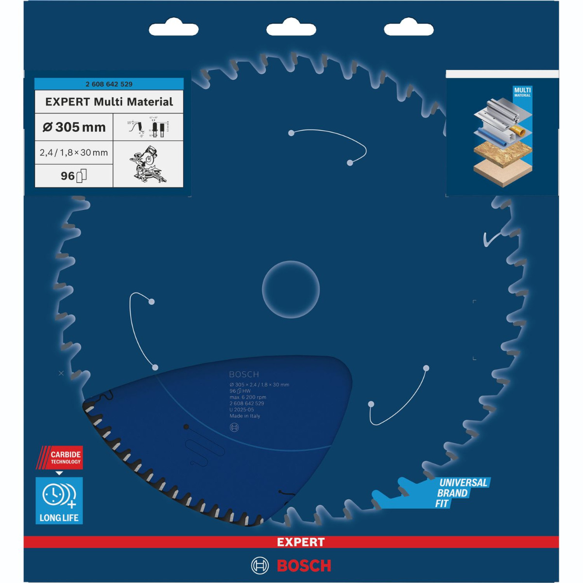 Bosch Professional Cirkelzaagblad EXPERT Multi Material | Ø 305 x 2,4 x 30mm 96T - 2608642529