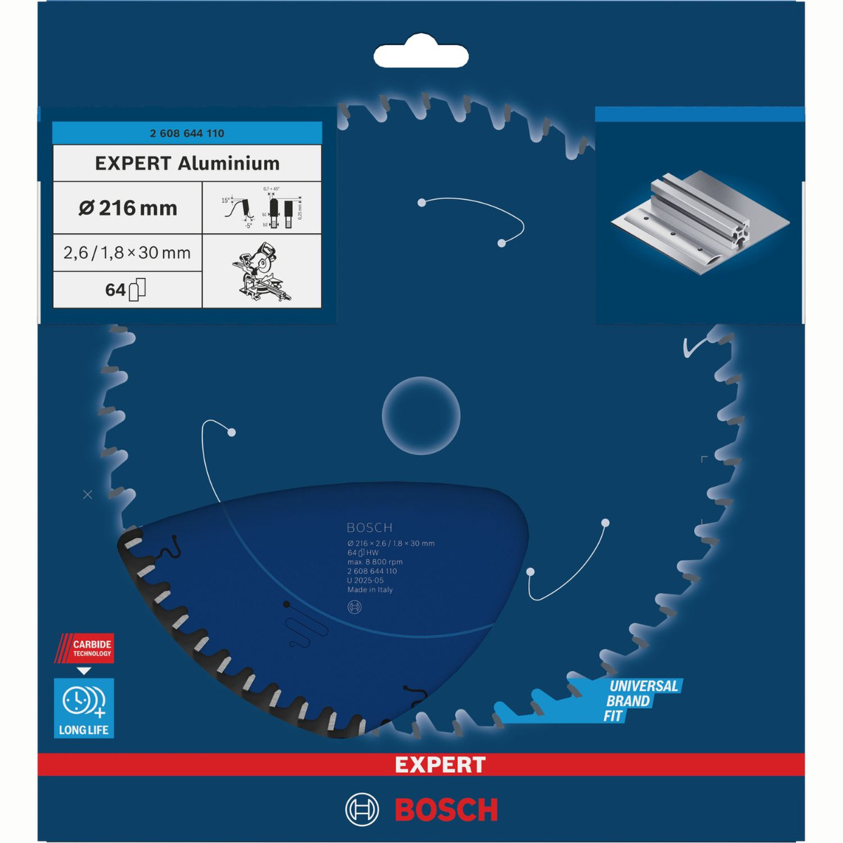 Bosch Professional Cirkelzaagblad EXPERT Aluminium | Ø 216 x 2,6 x 30mm 64T - 2608644110