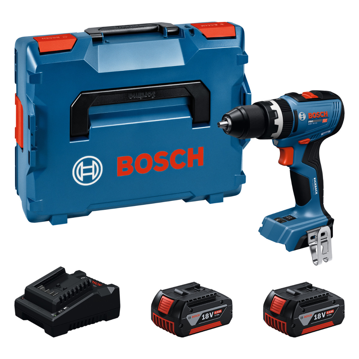 Bosch Professional GSB 18V-65 – Set met 2× 5,0 Ah in L-BOXX 136N