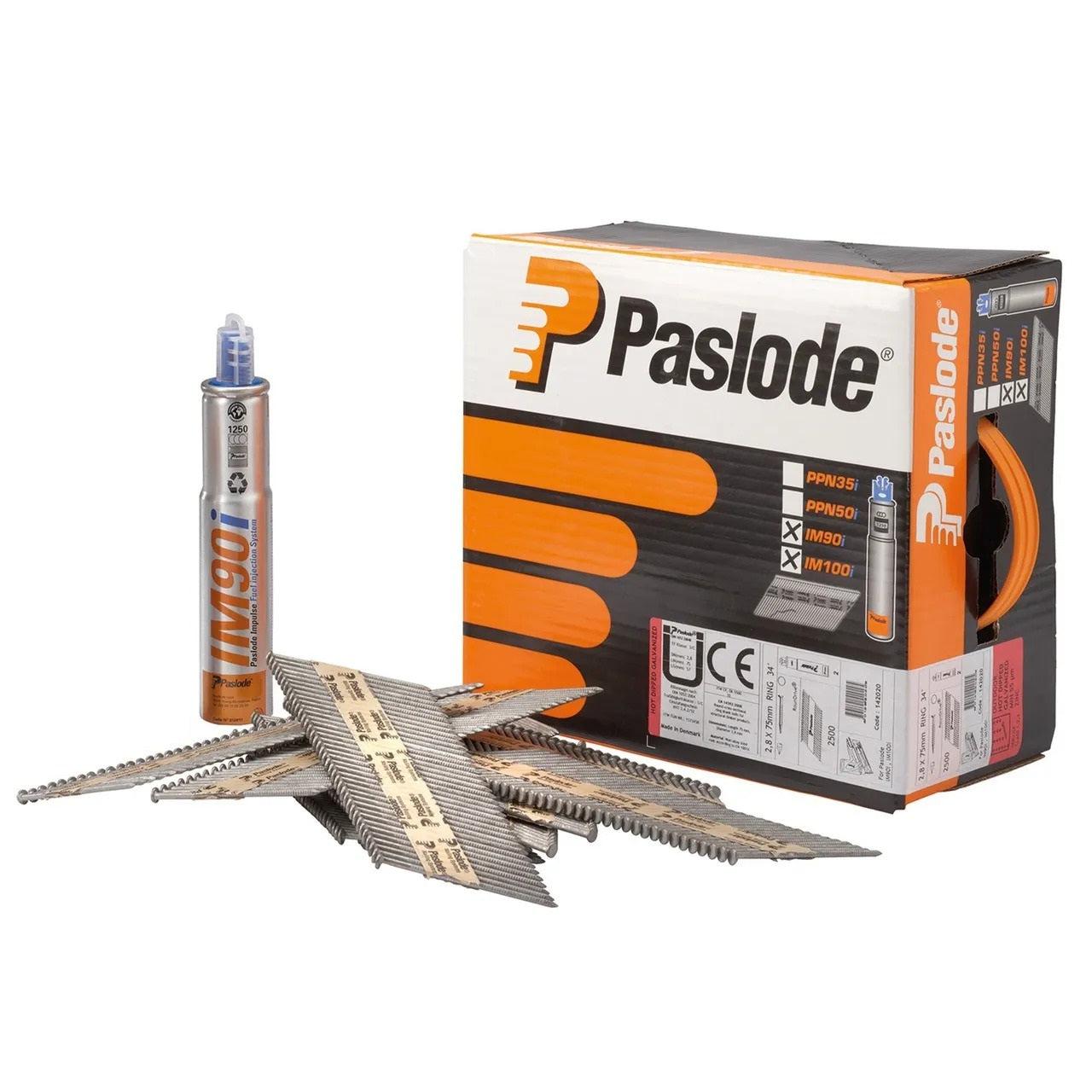 Paslode 34° Plastic Gebonden Stripnagels IM90 | RVS A2 | Ring | 2.8x55mm | +1x Gas VE=1250 - 142080 afbeelding