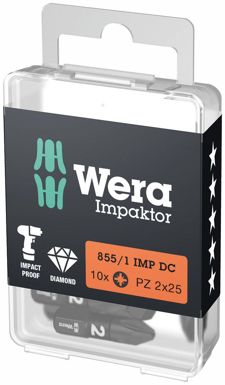 Wera 855/1 Impaktor DC Pozidriv Bit PZ2 x 25mm VE=10 - 05057621001 afbeelding